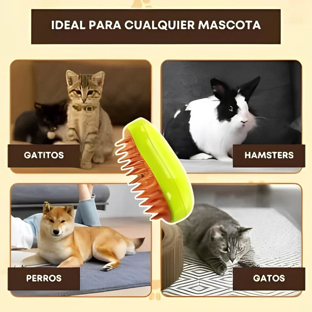 Cepillo a Vapor 3 en 1 para mascotas - imagen de demostración
